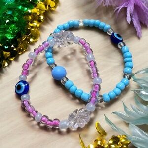 Handmade Colorful Beaded Kids (3-5) unisex Bracelet Set
